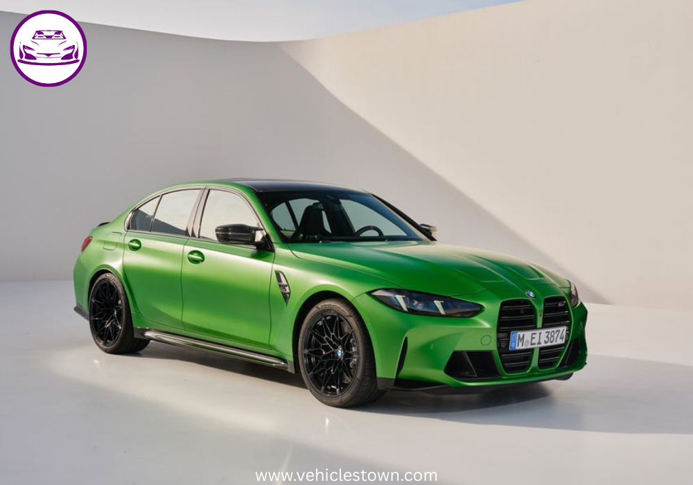 Front and side view of the BMW M3 Sedan showcasing its aggressive grille and sporty design.