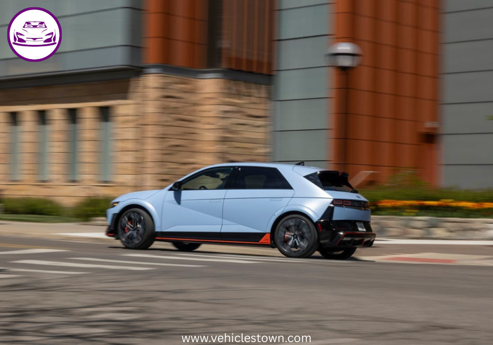 Hyundai Ioniq 5 N Line electric SUV with sporty design parked on an open road.