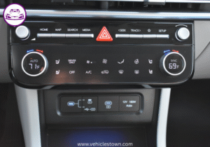 "Side view of the Hyundai Tucson Hybrid SUV in motion, showcasing its sleek design and eco-friendly features"