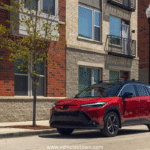 Front view of the Toyota Corolla Cross Hybrid 2025 showcasing its bold grille and sleek LED headlights.