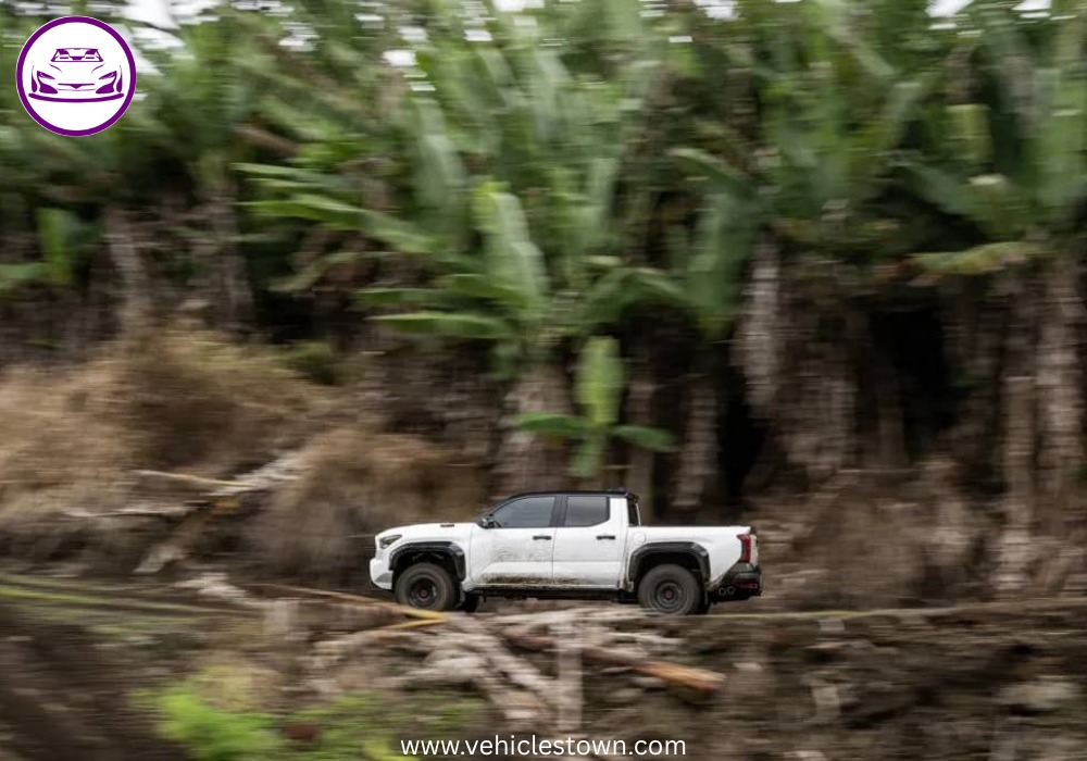 Front view of the Toyota Tacoma TRD Pro showcasing its aggressive design and high ground clearance.