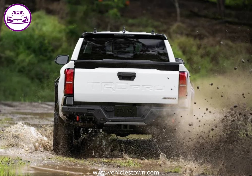 Front view of the Toyota Tacoma TRD Pro showcasing its aggressive design and high ground clearance.