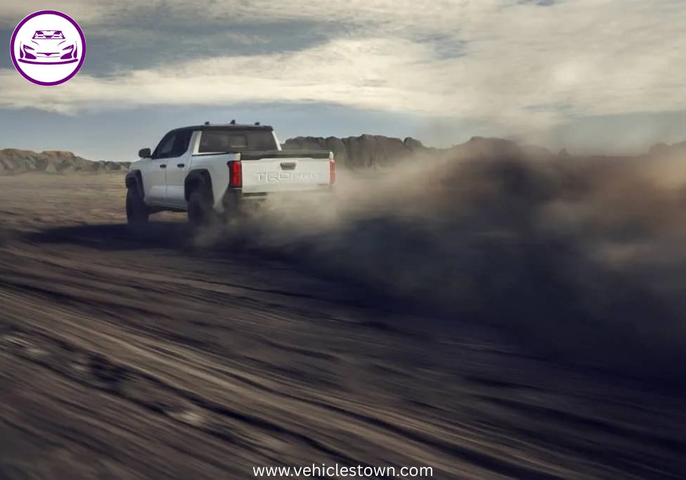 Front view of the Toyota Tacoma TRD Pro showcasing its aggressive design and high ground clearance.