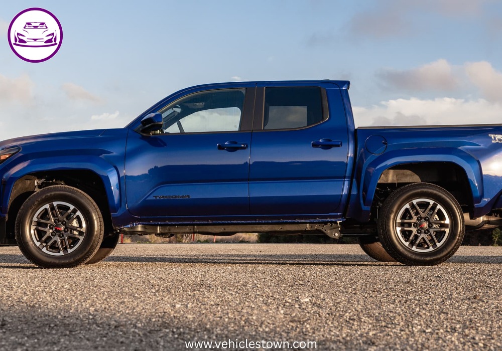 Side view of the Toyota Tacoma TRD Sport showcasing its sporty design and 18-inch alloy wheels.