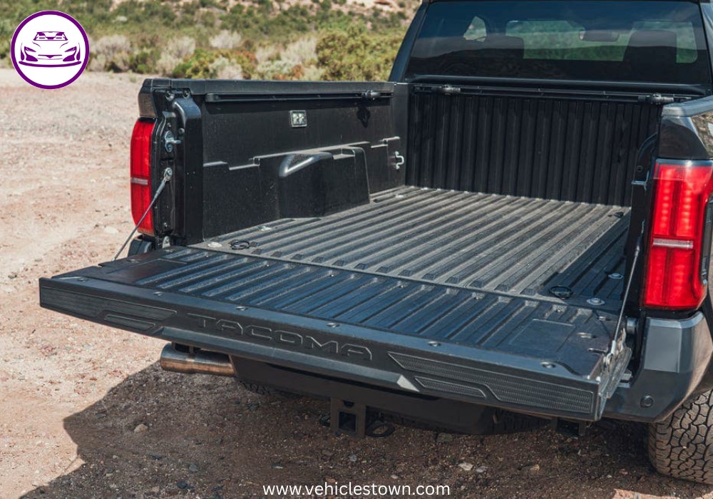 Side view of the 2025 Toyota Tacoma PreRunner showcasing its rugged design and high ground clearance.
