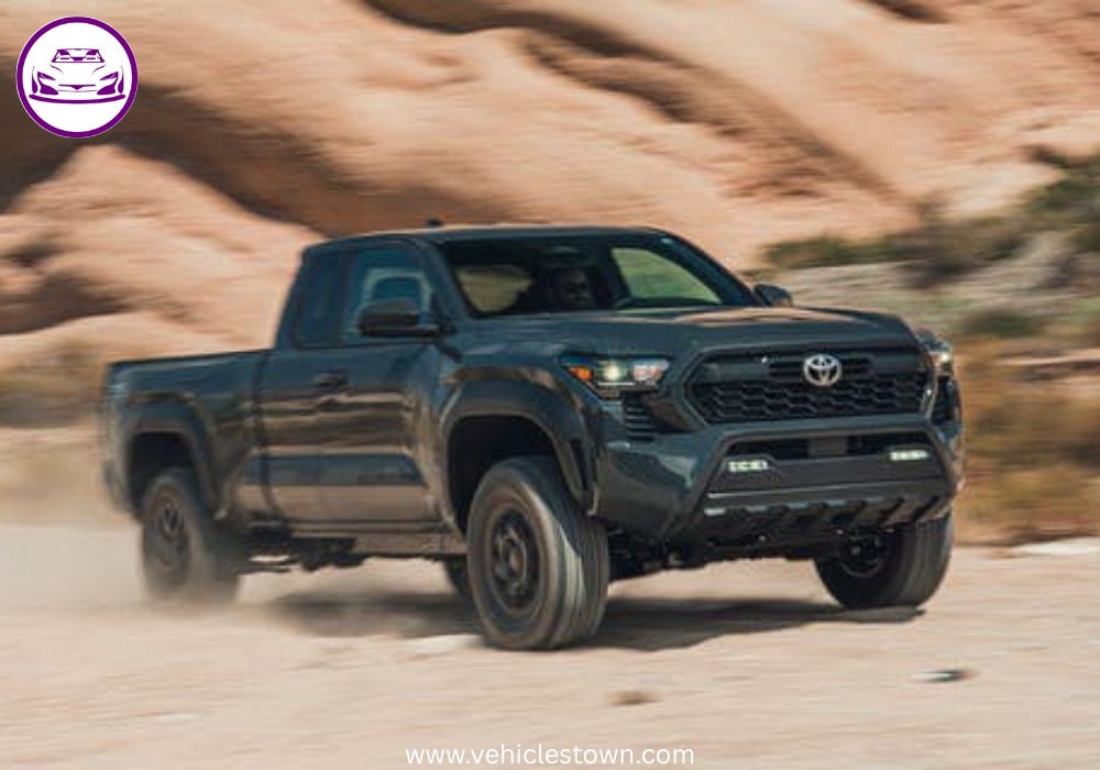 Side view of the 2025 Toyota Tacoma PreRunner showcasing its rugged design and high ground clearance.