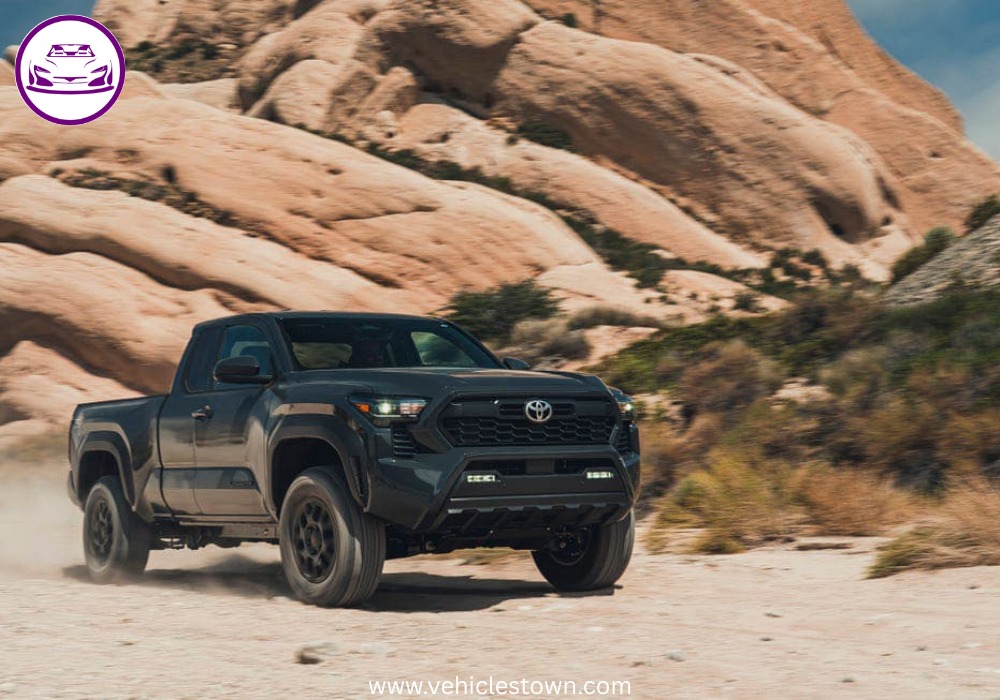 Side view of the 2025 Toyota Tacoma PreRunner showcasing its rugged design and high ground clearance.