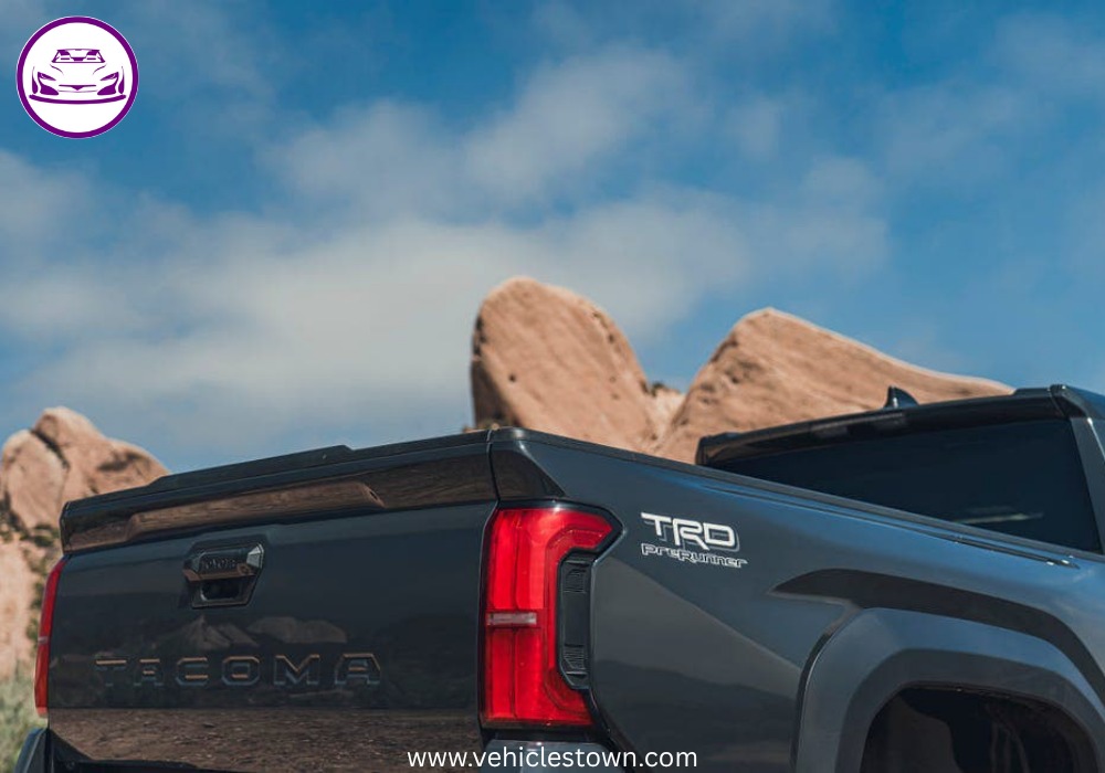 Side view of the 2025 Toyota Tacoma PreRunner showcasing its rugged design and high ground clearance.
