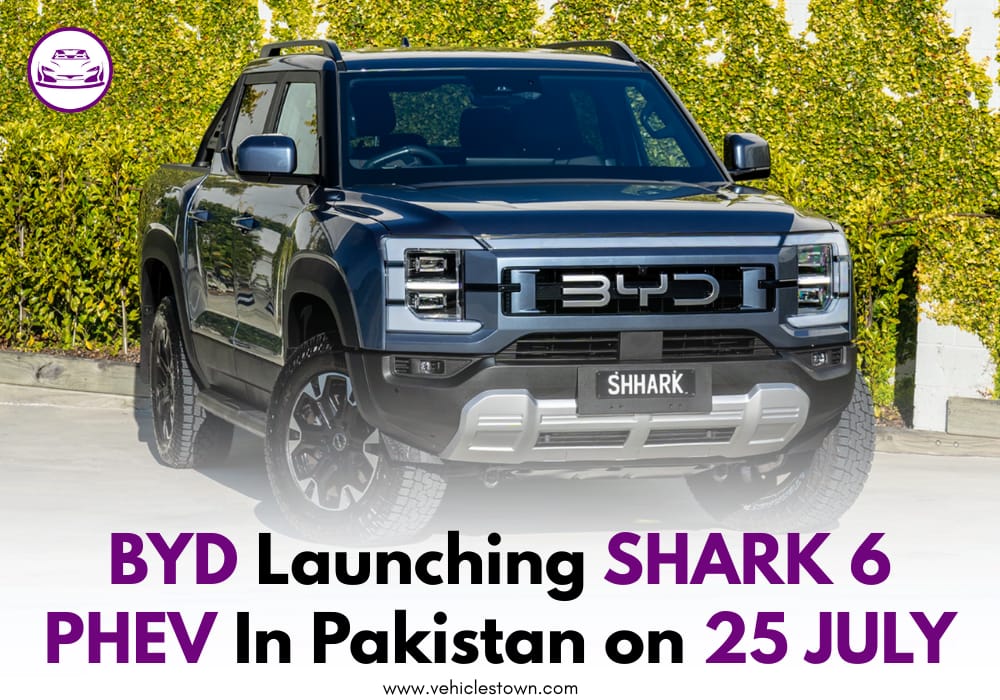 BYD Shark 6 PHEV hybrid pickup with bold design and LED headlights ahead of its Pakistan launch.