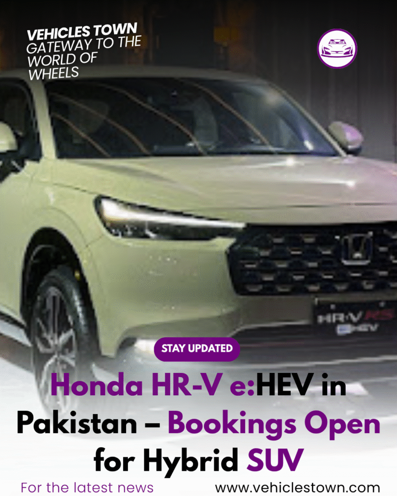 Front view of the Honda HR-V e:HEV in a showroom during launch bookings in Pakistan.
