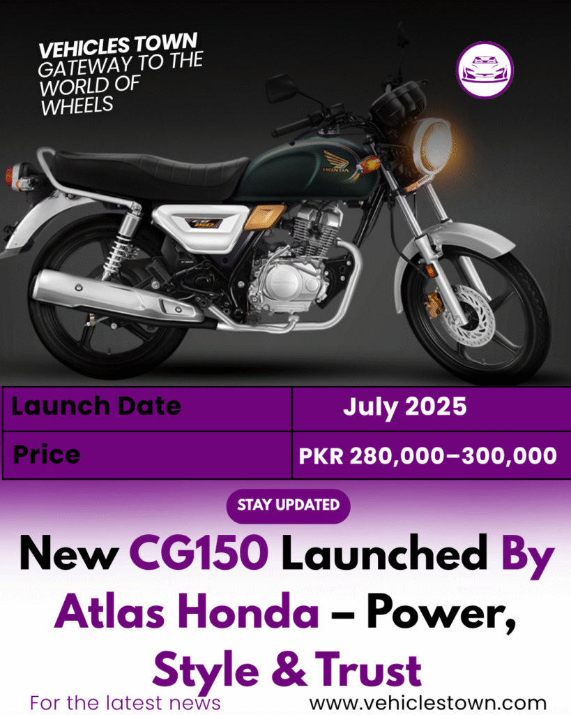 Side view of Atlas Honda CG150 new model 2025 with fuel tank graphics