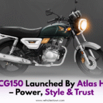 Side view of Atlas Honda CG150 new model 2025 with fuel tank graphics