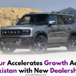 "Jetour SUV displayed at a new dealership launch event in Pakistan, 2025