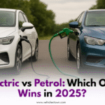 Electric and petrol cars parked side by side