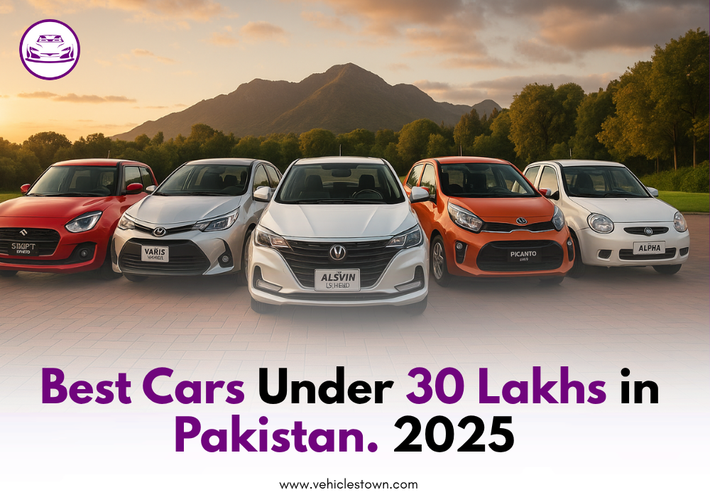 Top 5 best cars under 30 lakhs in Pakistan 2025 including Suzuki Swift, Yaris, Alsvin, Picanto, and Alpha