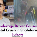 Scene of deadly car crash in Lahore caused by underage driver