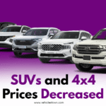Table showing price decrease of imported SUVs and 4×4 models.