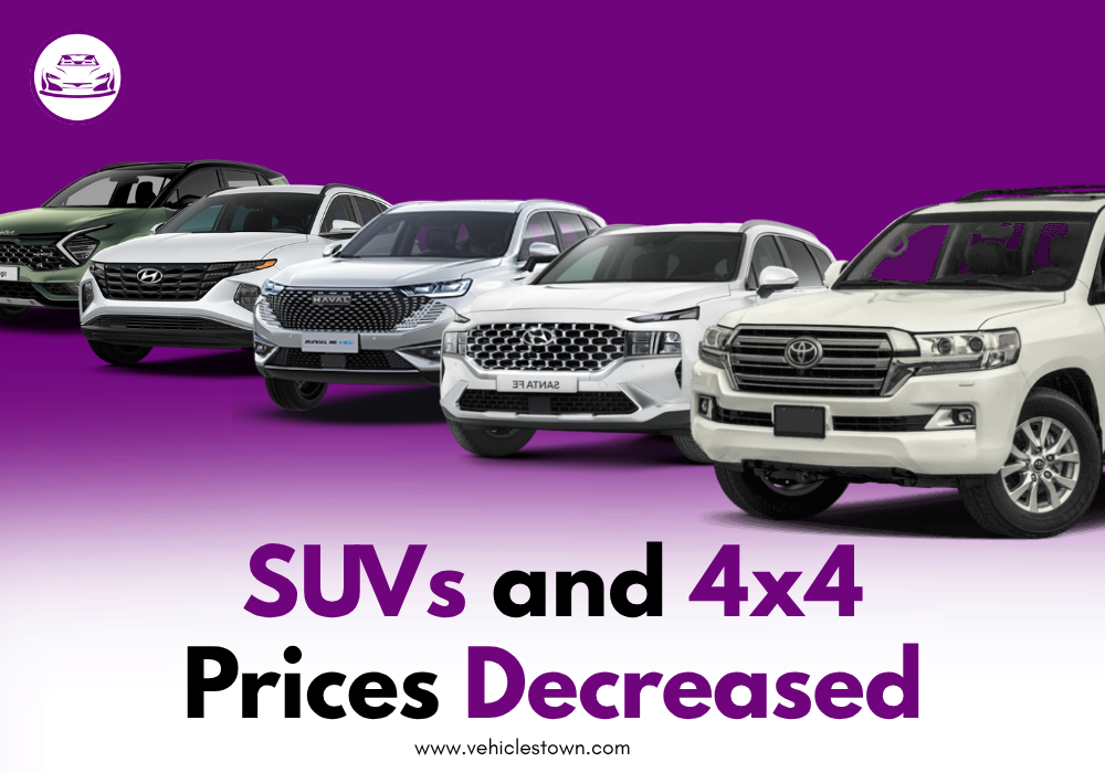 Table showing price decrease of imported SUVs and 4×4 models.
