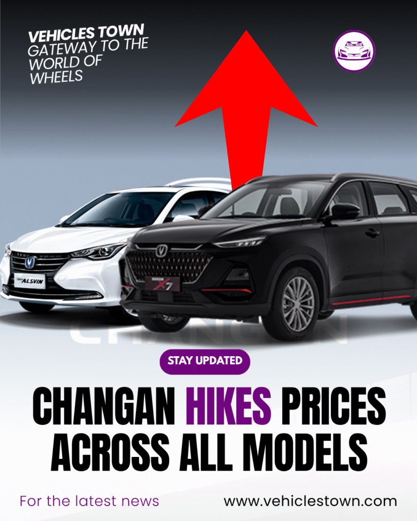 Changan car price hike 2025 covering all models in Pakistan.