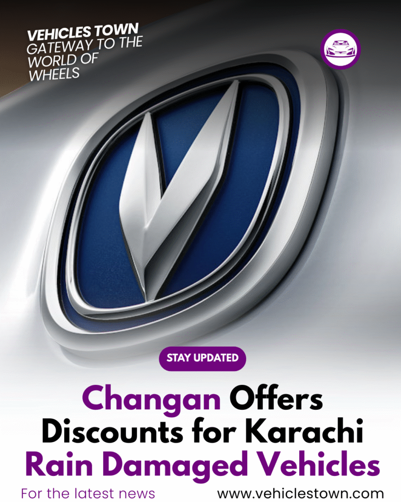 Changan Pakistan offers 50% discount on monsoon-damaged car repairs in Karachi.