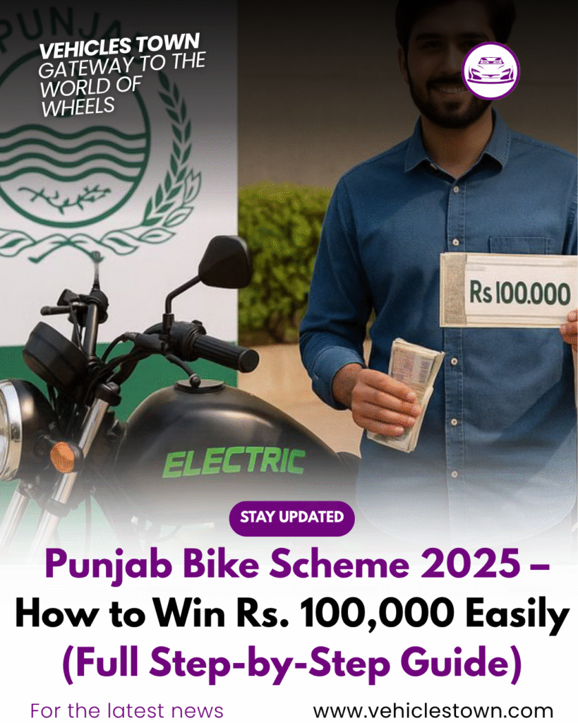 Students standing with motorcycles under the Punjab Bike Scheme 2025.
