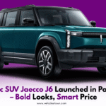 Front view of the electric SUV Jaecco J6 with LED headlights and rugged design