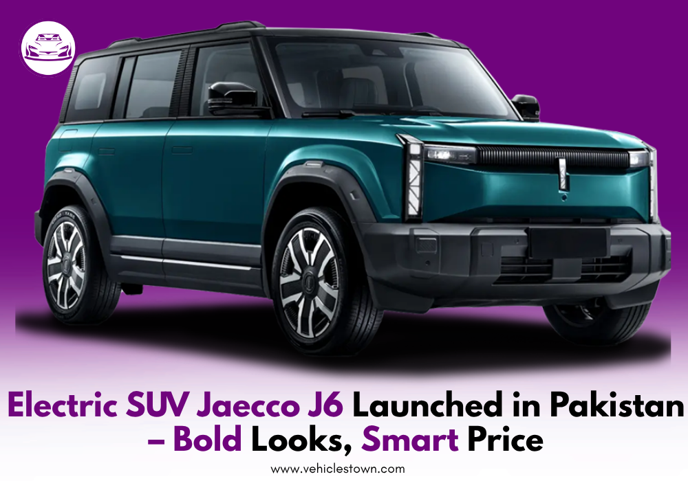 Front view of the electric SUV Jaecco J6 with LED headlights and rugged design