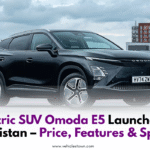 Front view of Omoda E5 electric SUV showcasing sleek design and LED headlights