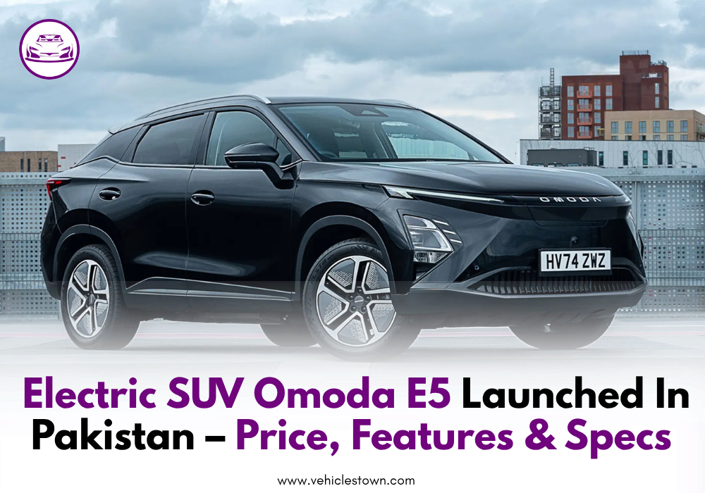 Front view of Omoda E5 electric SUV showcasing sleek design and LED headlights