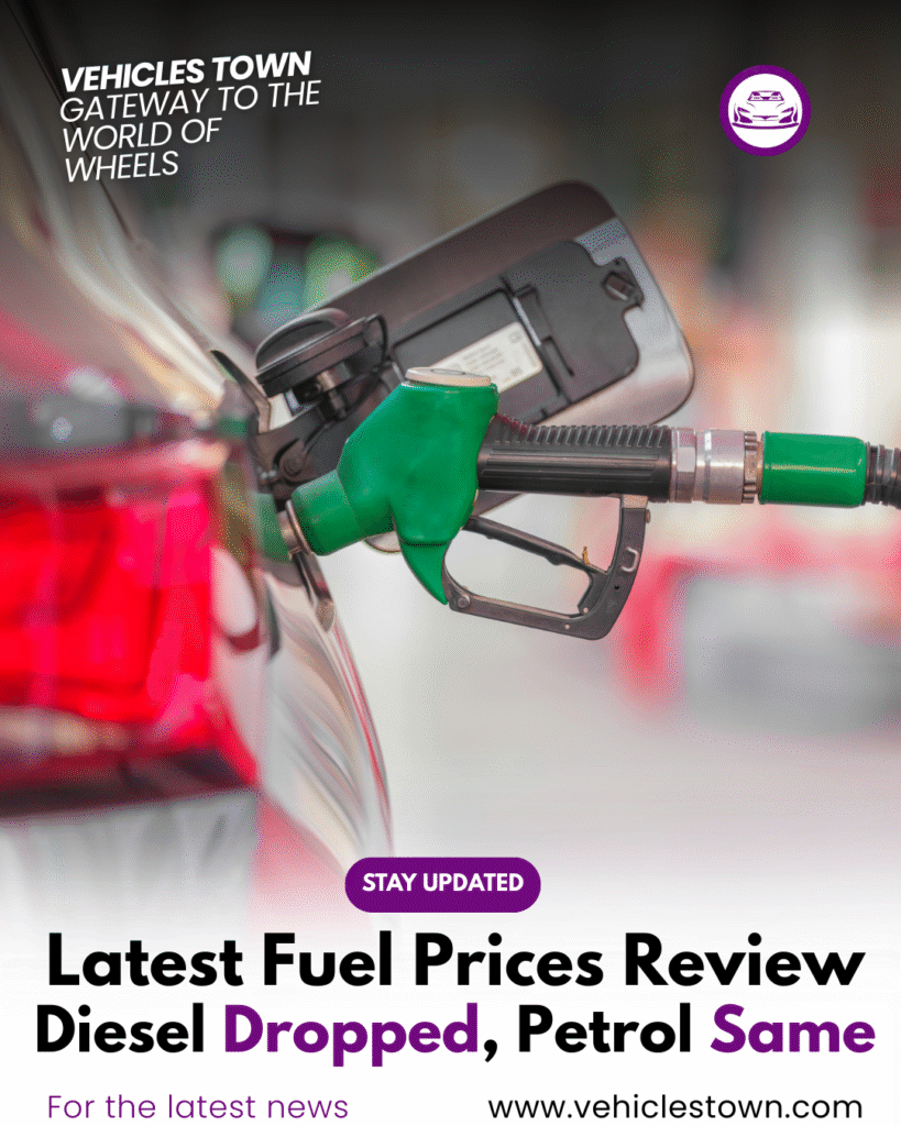 Latest Fuel Prices Review in Pakistan showing unchanged petrol and reduced diesel rates for August 2025.