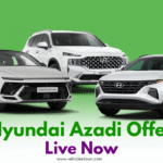 Front view of Hyundai hybrid SUV promoting the Azadi Offer 2025 in Pakistan.